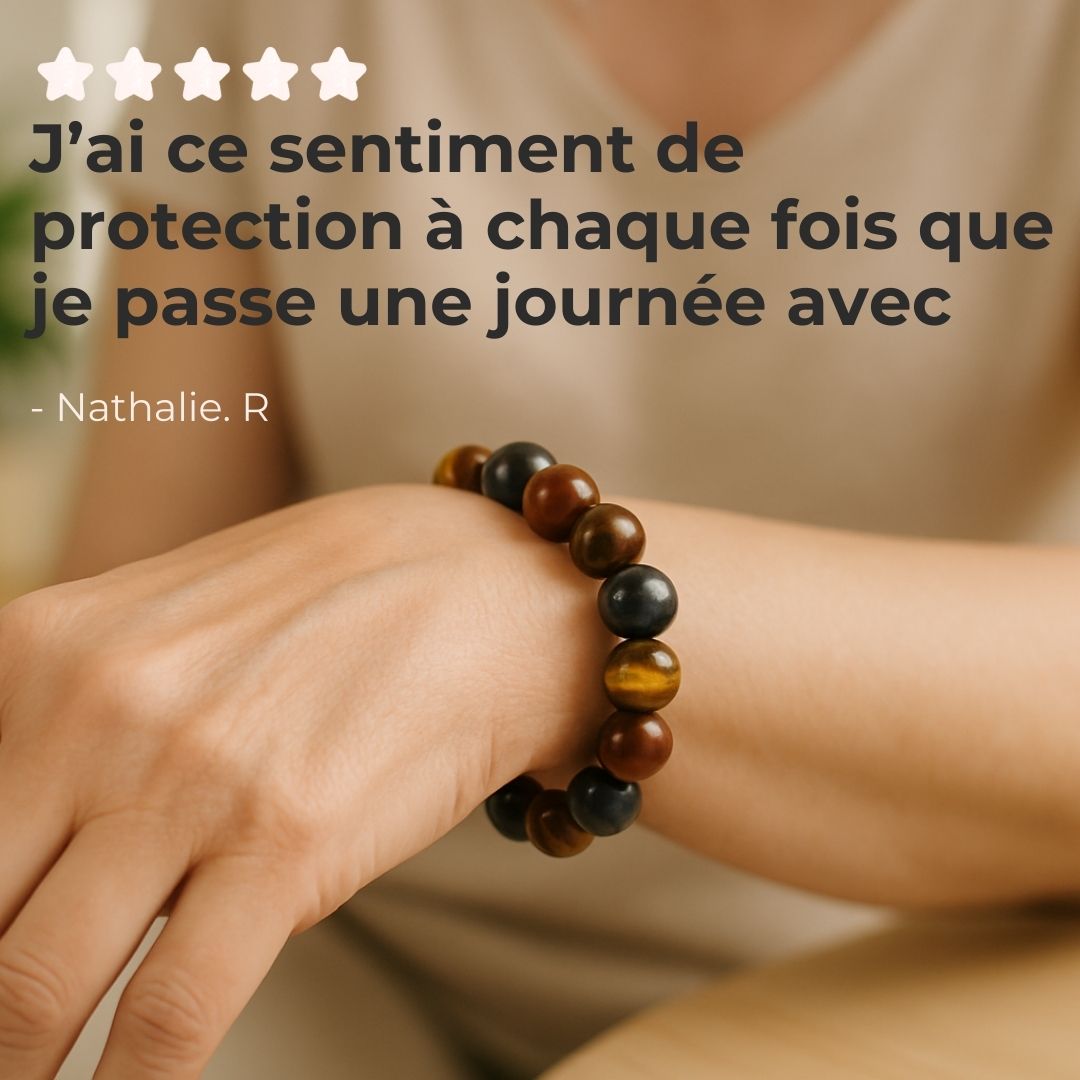 Bracelet Triple Protection – Œil de Tigre, Faucon & Taureau