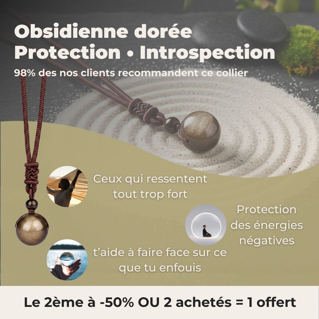 Collier – "Bouclier énergétique" – Obsidienne dorée