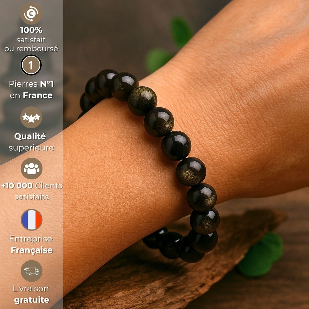 Bracelet “Télépathe” – Obsidienne dorée