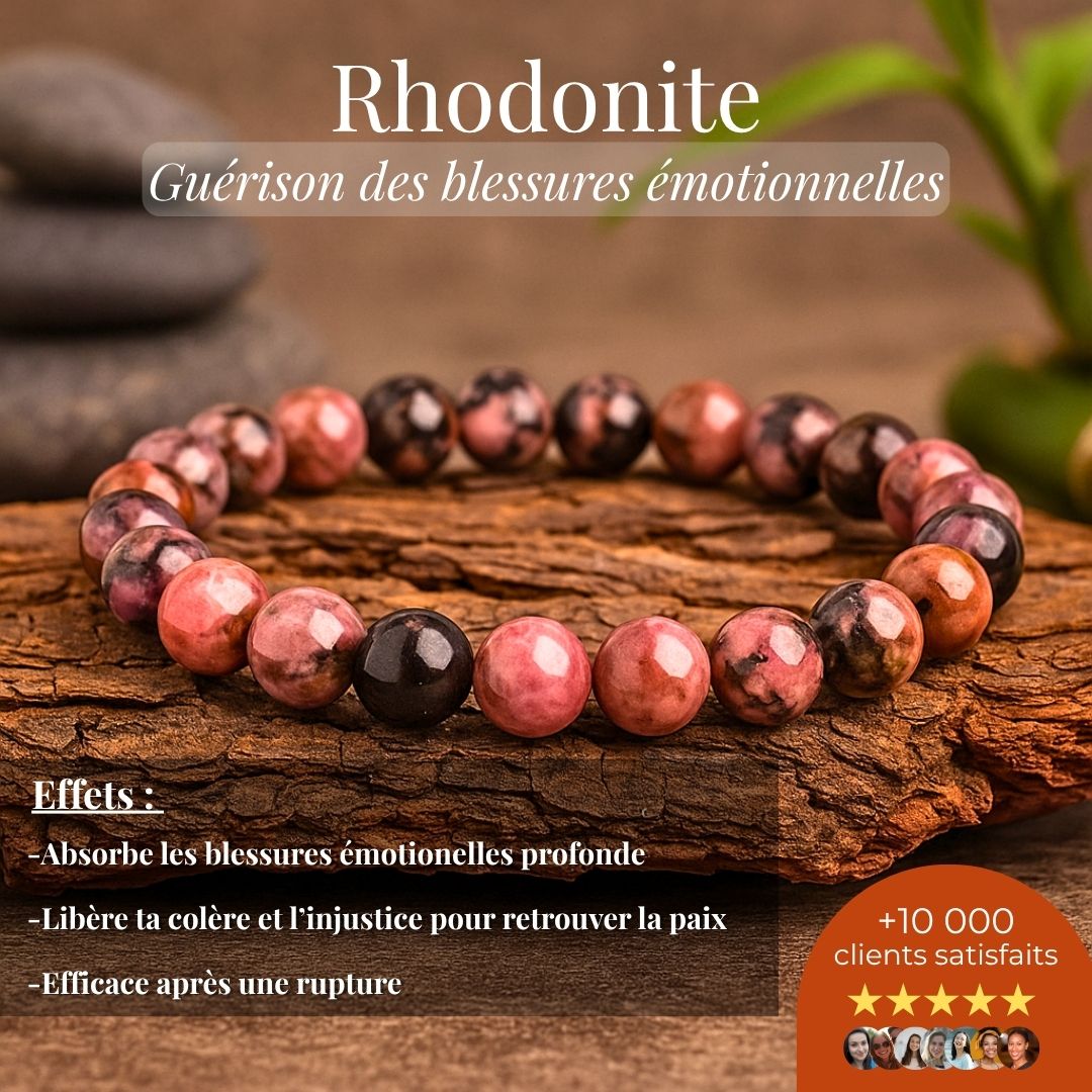 Bracelet “Guérison des blessures émotionnelles” – Rhodonite