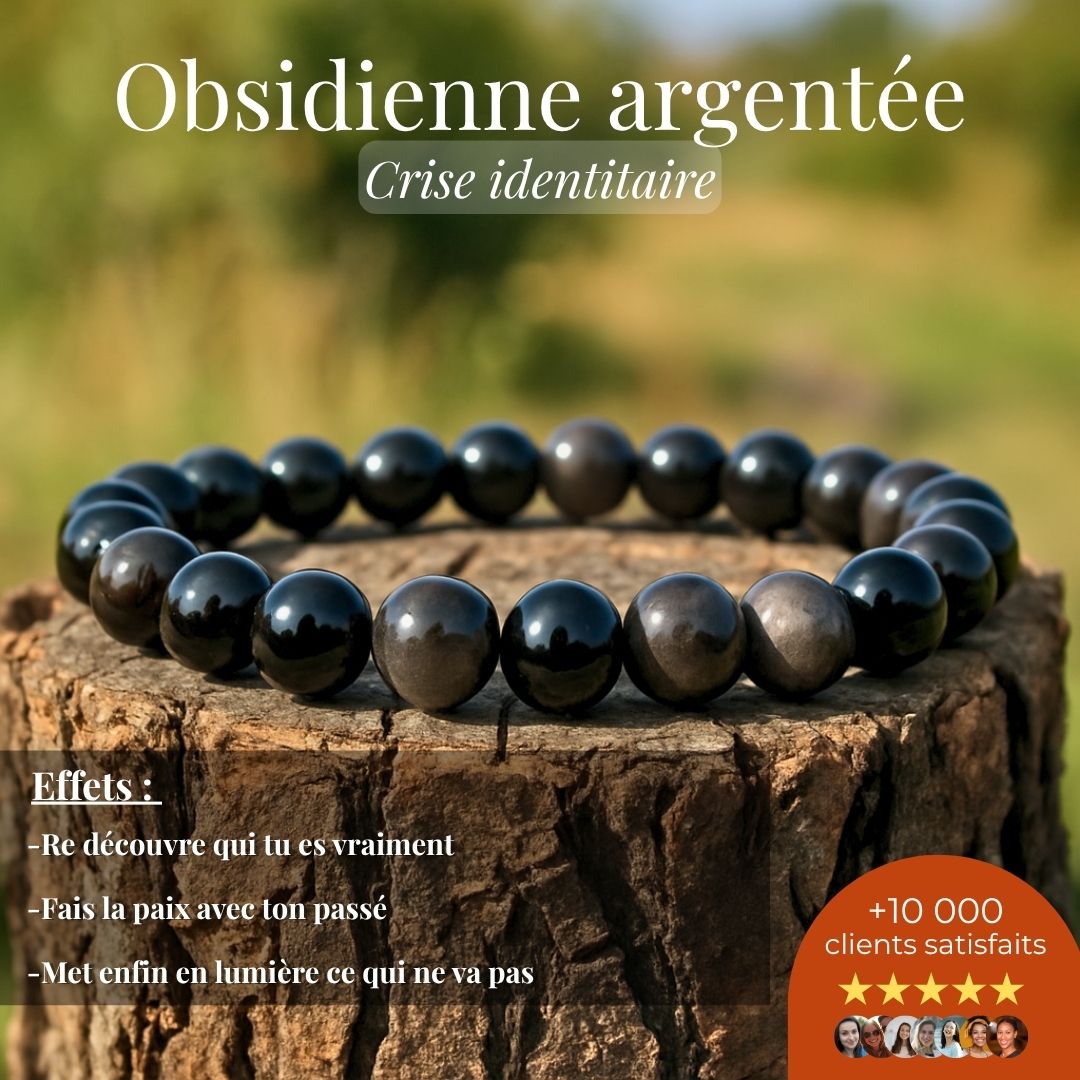 Bracelet “Crise identitaire” – Obsidienne argentée