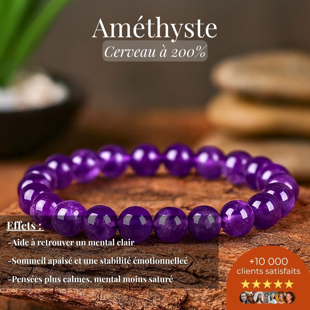 Bracelet “Cerveau à 200%” – Améthyste