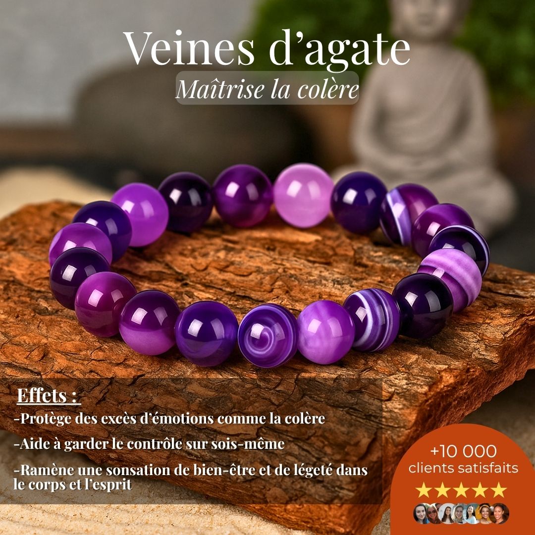 Bracelet “Maîtrise la colère” – Veines d’agate