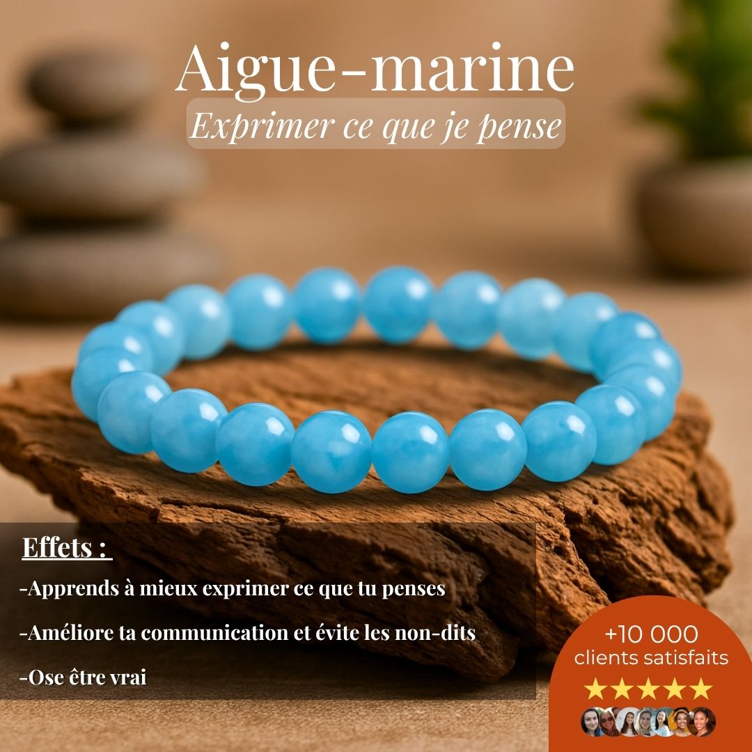 Bracelet “Exprimer ce que je pense” – Aigue-marine