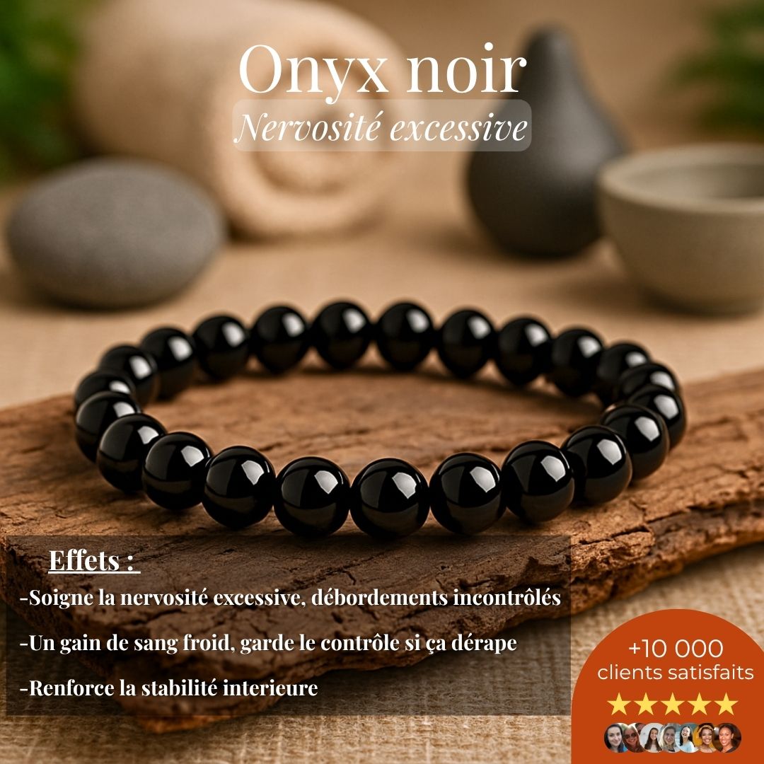 Bracelet “Nervosité excessive” – Onyx noir