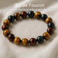 Bracelet Triple Protection – Œil de Tigre, Faucon & Taureau