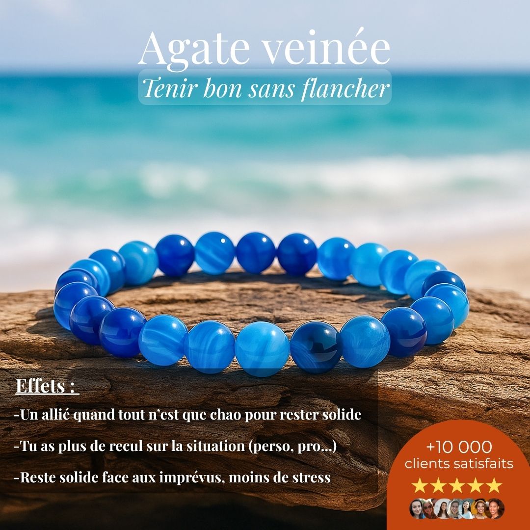 Bracelet “Tenir bon sans flancher” – Agate veinée